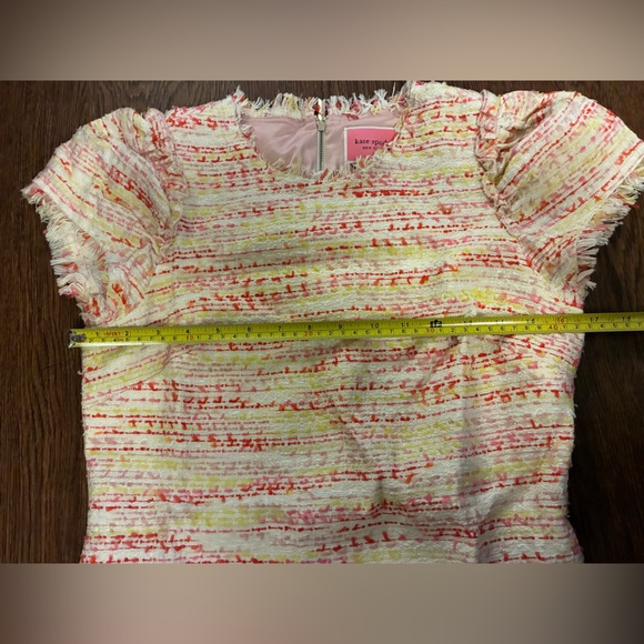 Kate Spade Tweed Pink, Yellow, Red, and White Dress with Pockets - Size 4 - Picture 10 of 11